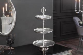 Etažér ORION SILVER I (Dizajnový etažér strieborný 48cm.)