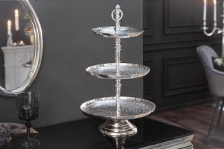 Etažér ORION SILVER III (Dizajnový etažér strieborný 65cm.)