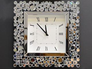 Hodiny ZEGAR JEWELRY II (Luxusné hodiny na stenu so zrkadielkami 50x50cm.)