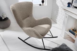 Hojdacie kreslo SWING BOUCLÉ CHAMPAGNE (Dizajnové hojdacie kreslo teddy šampáň.)