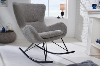 Hojdacie kreslo SWING BOUCLÉ GRAY (Dizajnové hojdacie kreslo v šedej farbe.)