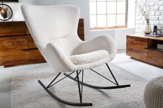 Hojdacie kreslo SWING BOUCLÉ WHITE (Dizajnové hojdacie kreslo v bielej farbe.)