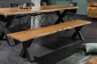 Jedálenská lavica MAMMUT X 160 DARK (Lavica do jedálne z masívneho dreva  a kovu 160cm.)