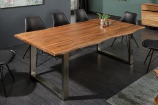 Jedálenský stôl AKAZZIE 180 DARK (Jedálenský stôl z masívneho agátového dreva a kovu 180cm.)