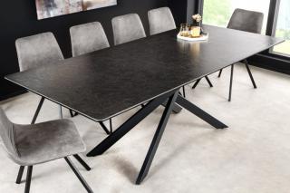 Jedálenský stôl Alpine Antracit Mramor 200 (Veľký jedálenský rozťahovací stôl 160-200cm.)