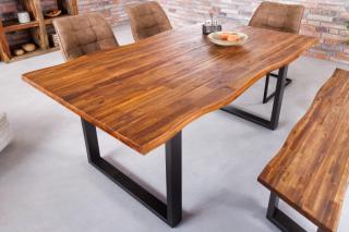 Jedálenský stôl GENISIS BROWN 140 (Jedálenský stôl z masívneho dreva a kovu 140cm.)