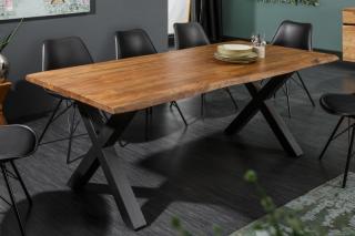 Jedálenský stôl MAMMUT X 180 DARK (Jedálenský stôl z masívneho dreva a kovu 180cm.)