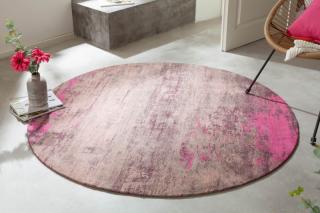 Koberec MORFEUS PINK ROUND (Dizajnový koberec ružový-béžový 150cm.)