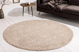 Koberec WOOL ROUND (Vlnený okrúhly koberec béžový 150cm.)