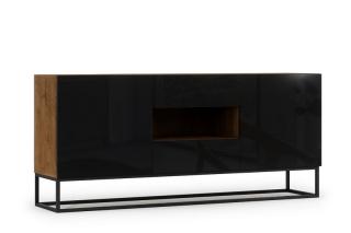 Komoda Avorio Black Big (Veľká komoda čierny lesk/dub artisan 180cm.)