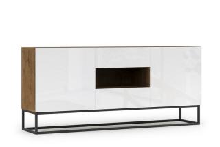 Komoda Avorio White Big (Veľká komoda biely lesk/dub artisan 180cm.)