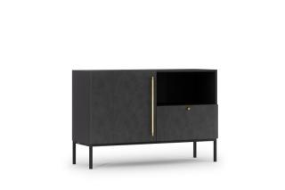 Komoda LAZIO BLACK SMALL (Malá komoda čierna matná/zlatá 120cm.)