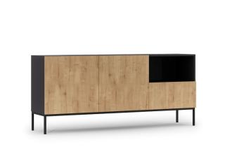 Komoda LAZIO OAK BIG (Veľká komoda čierna matná/dub artisan 180cm.)