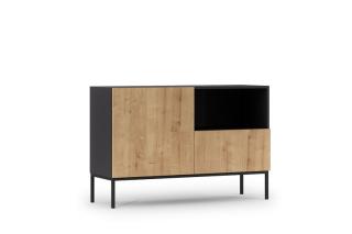 Komoda LAZIO OAK SMALL (Malá komoda čierna matná/dub artisan 120cm.)