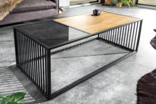 Konferenčný stolík ARCHITECT OAK (Dizajnový konferenčný stolík kovový s dubovou doskou 100cm.)