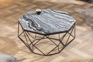 Konferenčný stolík ARTEMIS GRAY (Dizajn stolík s mramorovou doskou šedý 69cm.)