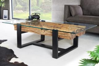 Konferenčný stolík Barracuda Teak (Dizajnový konferenčný stolík so sklom 130cm.)