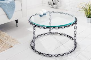 Konferenčný stolík CATENA GLASS (Dizajnový konferenčný stolík zo skla a kovu 65cm.)