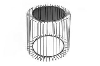 Konferenčný stolík DIMENSION 50 ROUND DARK (Dizajnový stolík do obývačky v čierny okrúhly s tmavým sklom 50cm.)