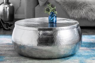 Konferenčný stolík HERMES SILVER (Dizajnový konferenčný stolík strieborný 70cm.)