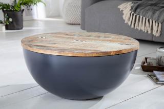 Konferenčný stolík JATAKAR IV GRAY (Dizajnový stolík v kombinácii s drevom 70cm.)