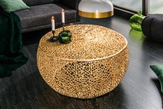 Konferenčný stolík LEAFNET GOLD (Kovový konferenčný stolík zlatý 80cm.)