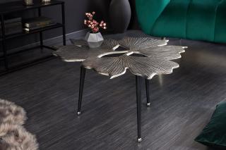 Konferenčný stolík LEAFUN SILVER (Dizajnový konferenčný stolík z kovu strieborný 75cm.)