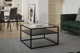 Konferenčný stolík LINZE GLASS (Konferenčný stolík zo skla a kovu 75cm.)