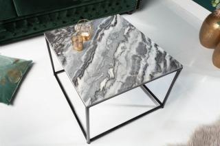 Konferenčný stolík MINERVA GRAY (Dizajn stolík s mramorovou doskou 50cm.)