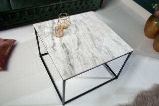 Konferenčný stolík MINERVA WHITE (Dizajn stolík s mramorovou doskou 50cm.)