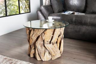 Konferenčný stolík NATURE LOUNGE (Konferenčný stolík z masívneho dreva a skla 60cm.)