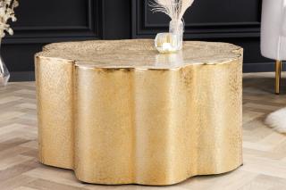 Konferenčný stolík ORGANIC ORIENT GOLD (Dizajnový kovový konferenčný stolík zlatý 70cm.)