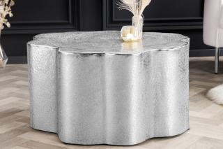 Konferenčný stolík ORGANIC ORIENT SILVER (Dizajnový kovový konferenčný stolík strieborný 70cm.)
