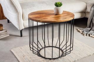 Konferenčný stolík STORAGE LOFT II NATUR (Dizajnový kovový konferenčný stolík 50cm.)