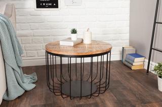 Konferenčný stolík STORAGE LOFT NATUR (Dizajnový kovový konferenčný stolík 56cm.)