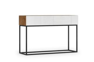 Konzola AVORIO WHITE (Konzolový stolík biely lesk/dub artisan 120cm.)