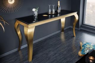 Konzola BAROCK GOLD (Barokový konzolový stolík čierny/zlatý 140cm.)