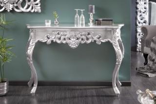 Konzola VENICE SILVER (Baroková stolová konzola strieborná.)