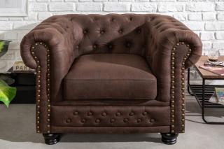 Kreslo CHESTERFIELD ANTIK (Luxusné staro anglické kreslo antické hnedé.)