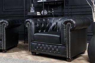 Kreslo CHESTERFIELD BLACK (Dizajn kreslo čierne 110cm.)