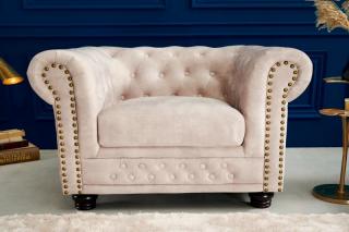 Kreslo CHESTERFIELD CHAMPAGNE (Luxusné staro anglické kreslo champagne.)