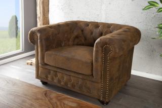 Kreslo CHESTERFIELD VINTAGE (Luxusné staro anglické kreslo vintage hnedé.)