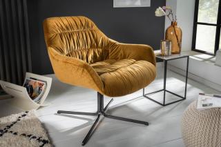 Kreslo DUTCH LOUNGE MUSTARD (Dizajnové lounge kreslo s opierkami horčicovo žlté.)