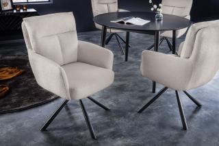 Kreslo EVEREST II BEIGE (Otočné kreslo s opierkami béžové.)