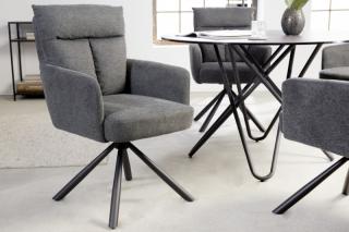 Kreslo EVEREST II DARK GRAY (Otočné kreslo s opierkami tmavošedé.)