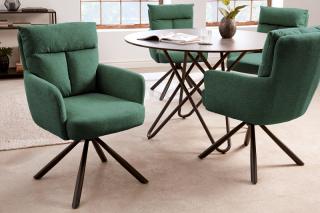 Kreslo EVEREST II DARK GREEN (Otočné kreslo s opierkami tmavozelené.)