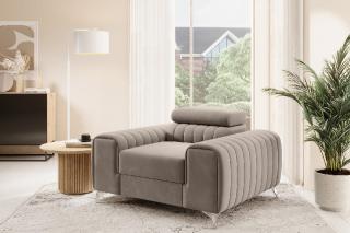 Kreslo LAURENCE BEIGE (Dizajnové veľké kreslo do obývačky béžové.)