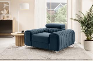 Kreslo LAURENCE DARK BLUE II. (Dizajnové veľké kreslo do obývačky modré.)
