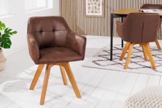 Kreslo LOFT II ANTIK BROWN (Dizajnová otočná stolička s opierkami antik hnedá.)