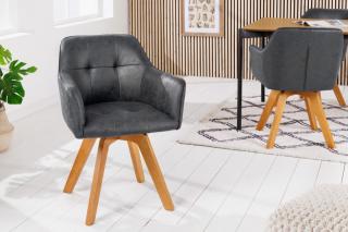 Kreslo LOFT II ANTIK GRAY (Dizajnová otočná stolička s opierkami antik šedá.)